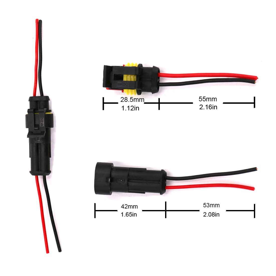 2Pin Way Car Waterproof Male Female Electrical Connector Plug Wire Kit Set Lot