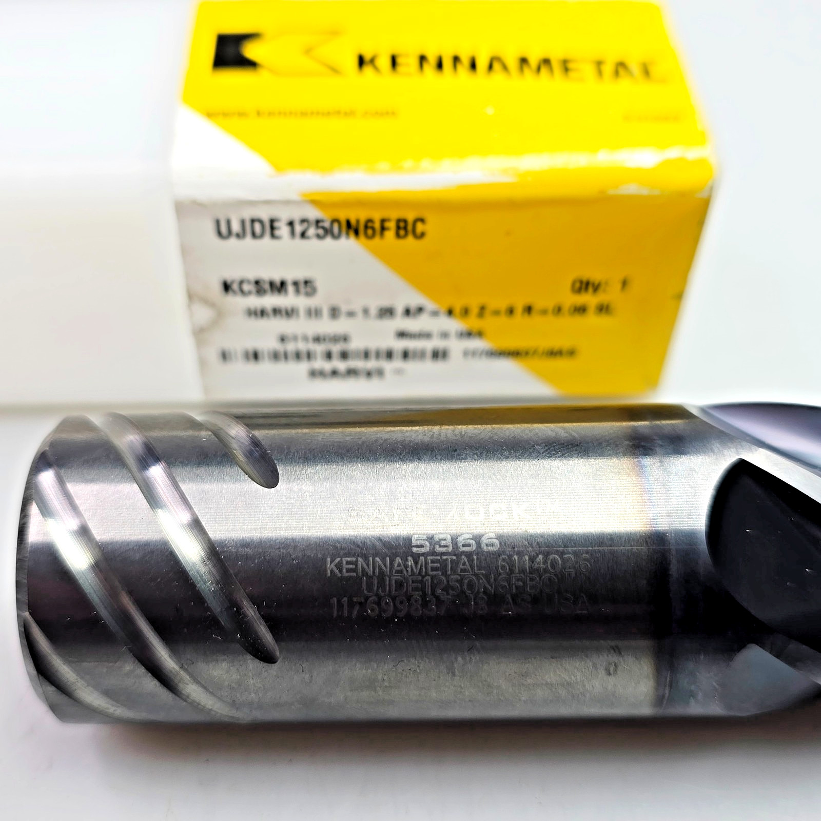 Kennametal 1-1/4″ x 1.25 x 4 x 7 R.06 Solid Carbide End Mill UJDE1250N6FBC