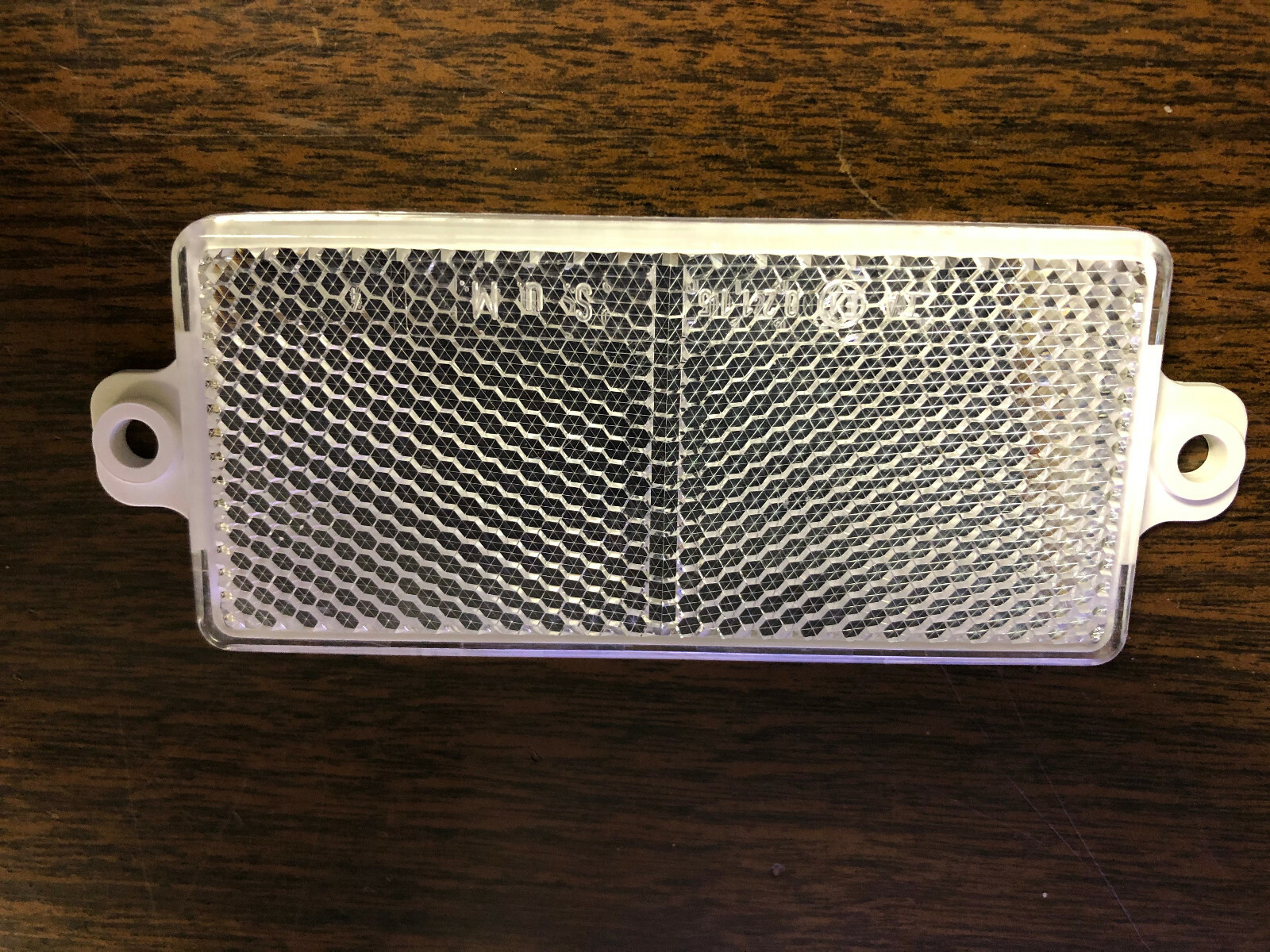 2 White Rectangle Reflectors, 2 screw holes, mounting on driveway post, etc.
