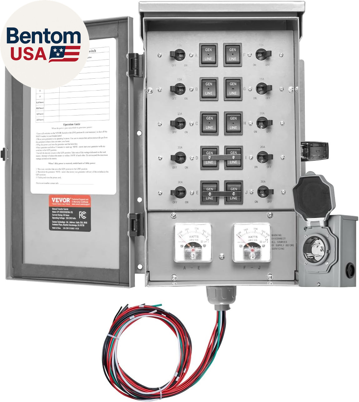 Manual Transfer, 50-Amp 10-Circuit, Prewired Generator Transfer Kit with CS6375