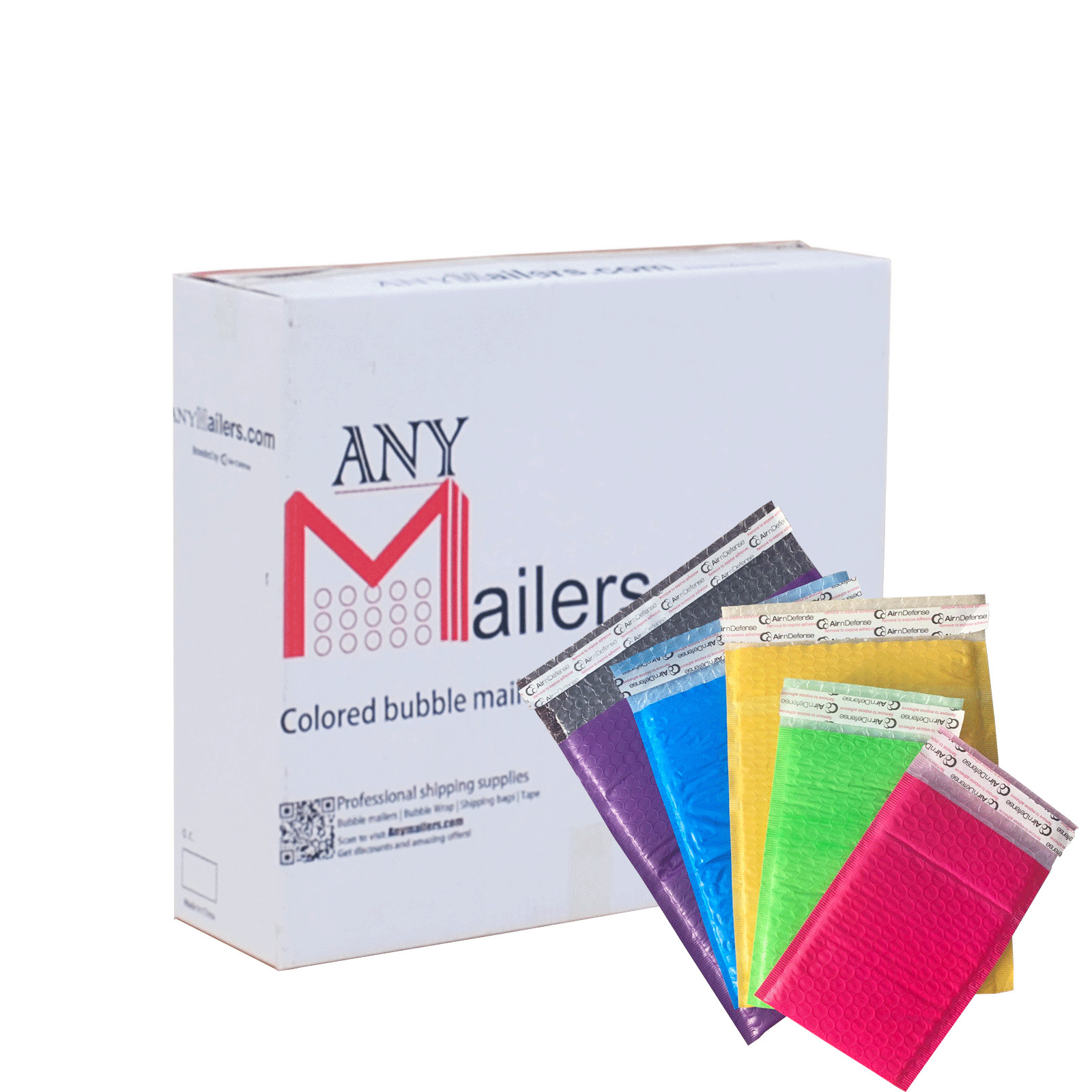 AirnDefense #000 4×8″ Colored Poly Bubble Mailers Shipping Padded Envelopes