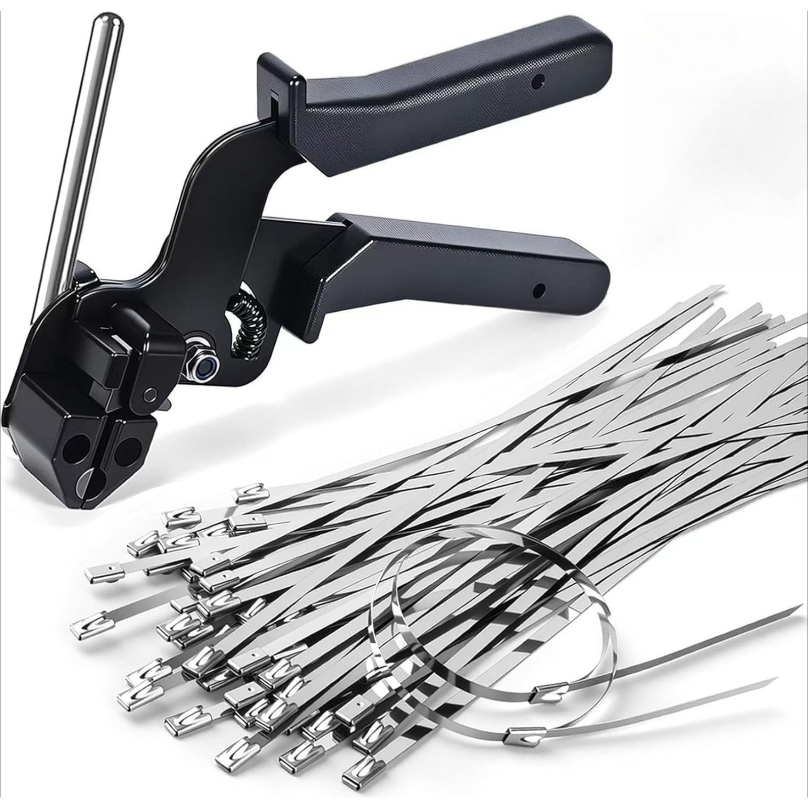 Metal Zip Ties with Stainless Steel Cable Tie Gun, Special Tool For Silver