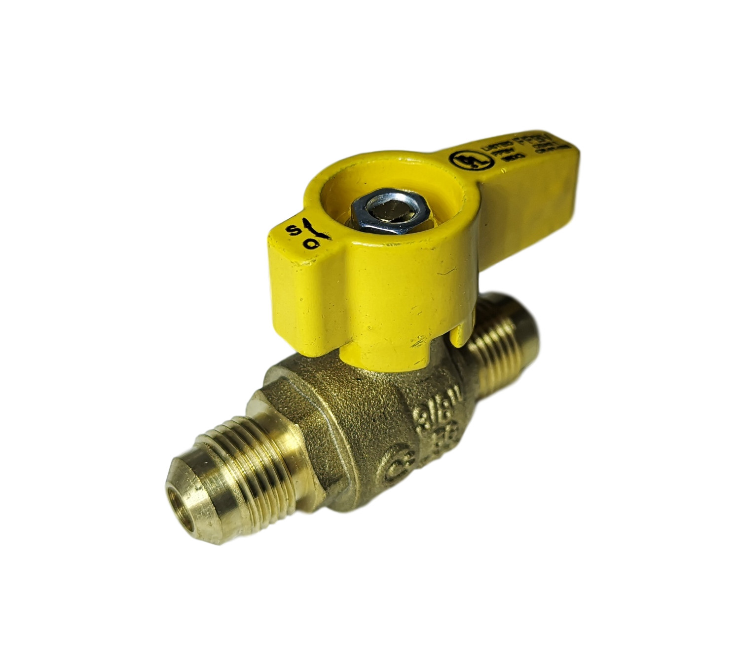 1) 3/8″ FLARE X 3/8″ FLARE GAS VALVE, PROPANE, NATURAL GAS, CSA APPROVED