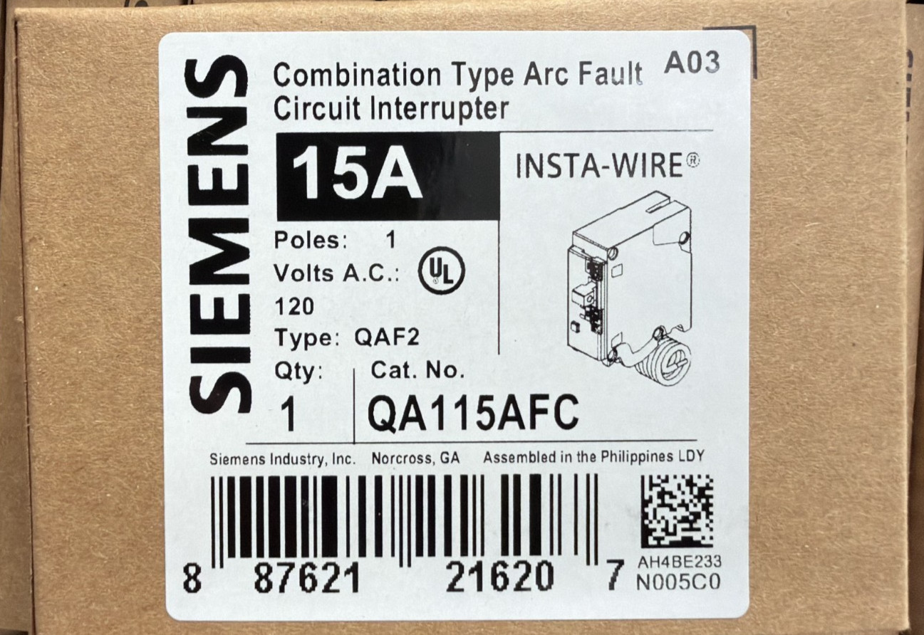 10 PCS Siemens QA115AFC 15A AFCI Arc Fault Circuit Breaker