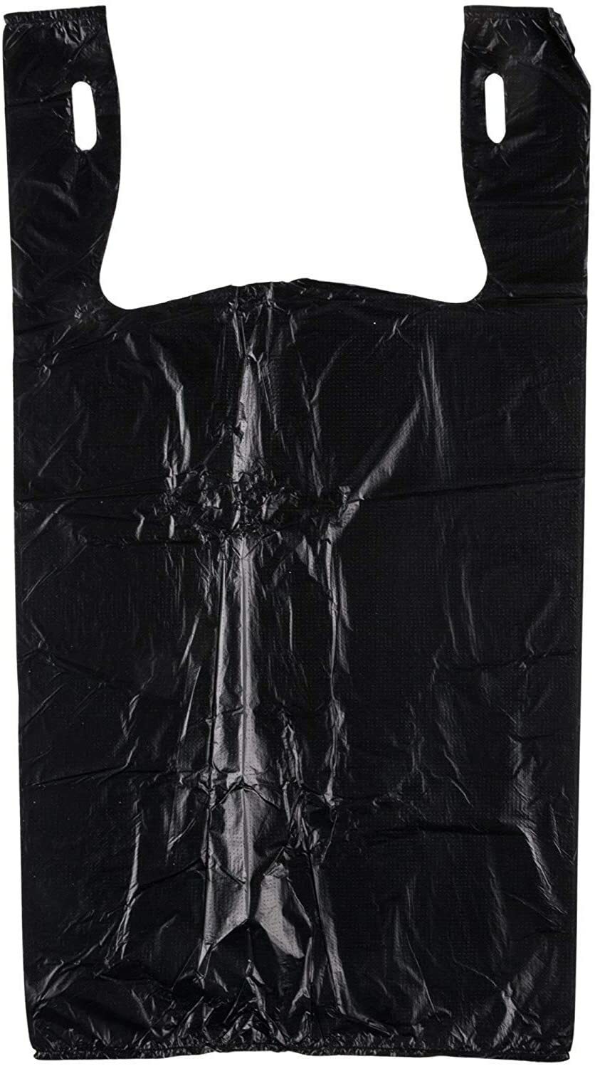 Bags 1/6 Large 21 x 6.5 x 11.5 BLACK T-Shirt Plastic Grocery Shopping Bags