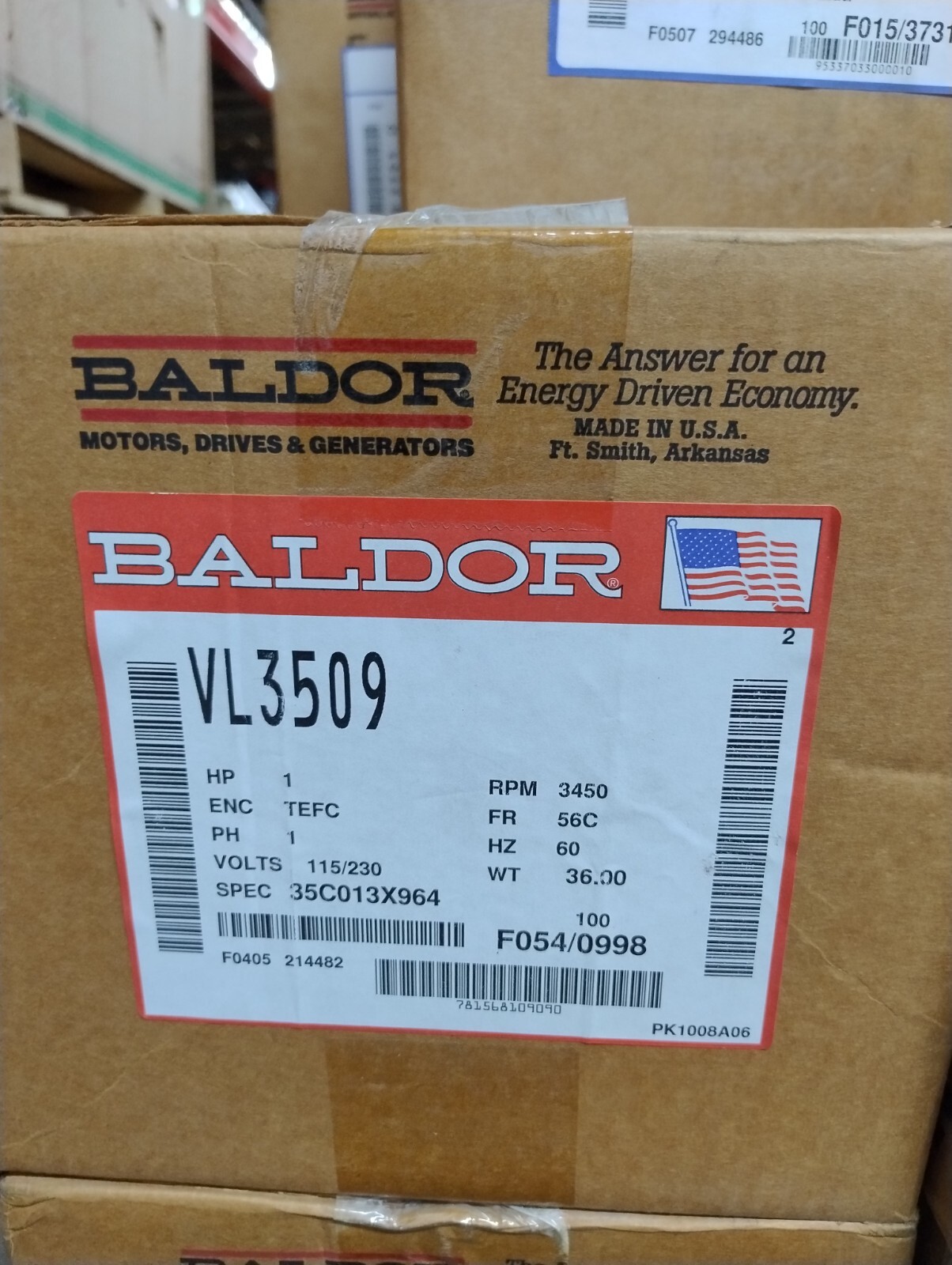 VL3509 Baldor motor 35C013X964 1hp 3450RPM 56C frame