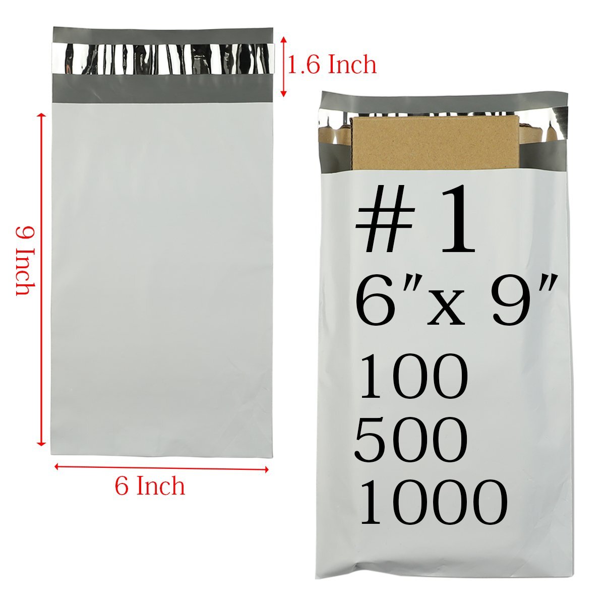 1000 PCS 6×9 INCH 2.5 Mil Poly Mailers Plastic Envelopes Shipping Bags