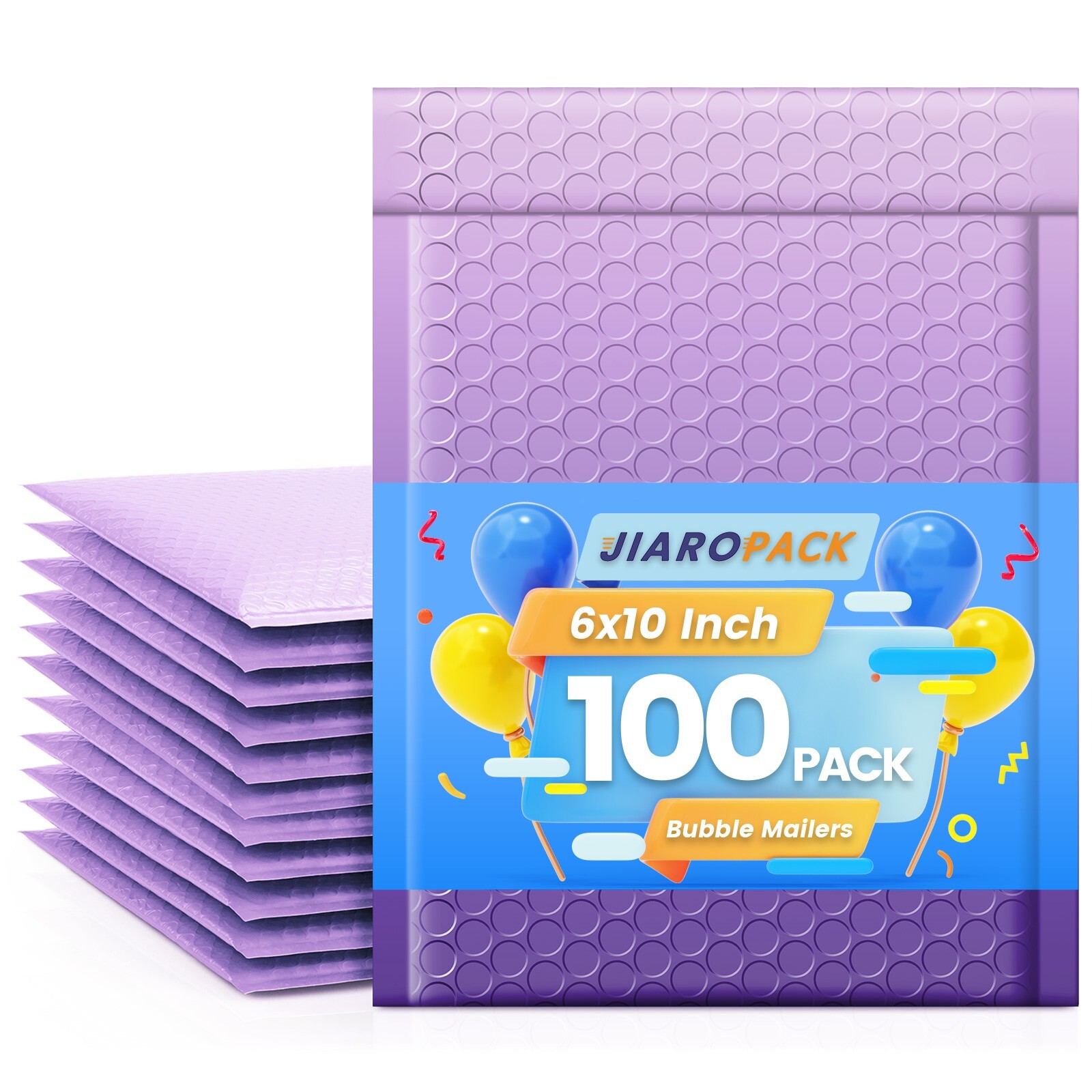 Jiaro Pack Poly Bubble Mailer Padded Envelope Mailing 6×10 100Pc Gradient Purple