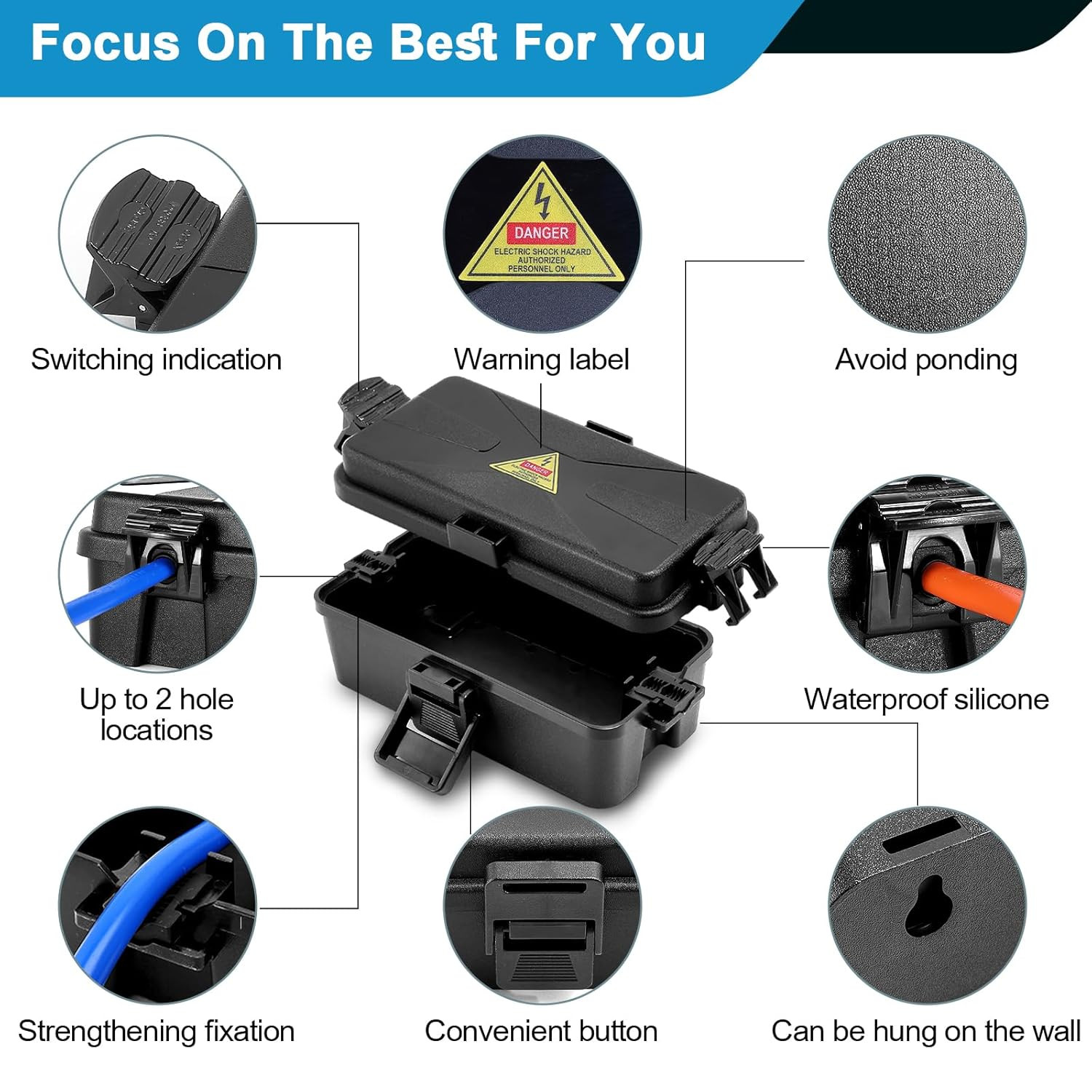 Outdoor Electrical Box Waterproof IP54 Black Outdoor Extension Cord Cover(Inner
