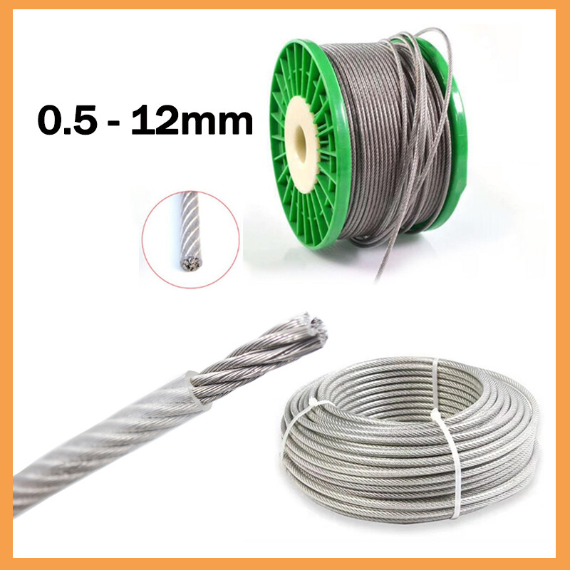 304 Stainless Steel Wire Rope Cable Rigging Φ0.5mm-12mm PVC Coated Clear / Black