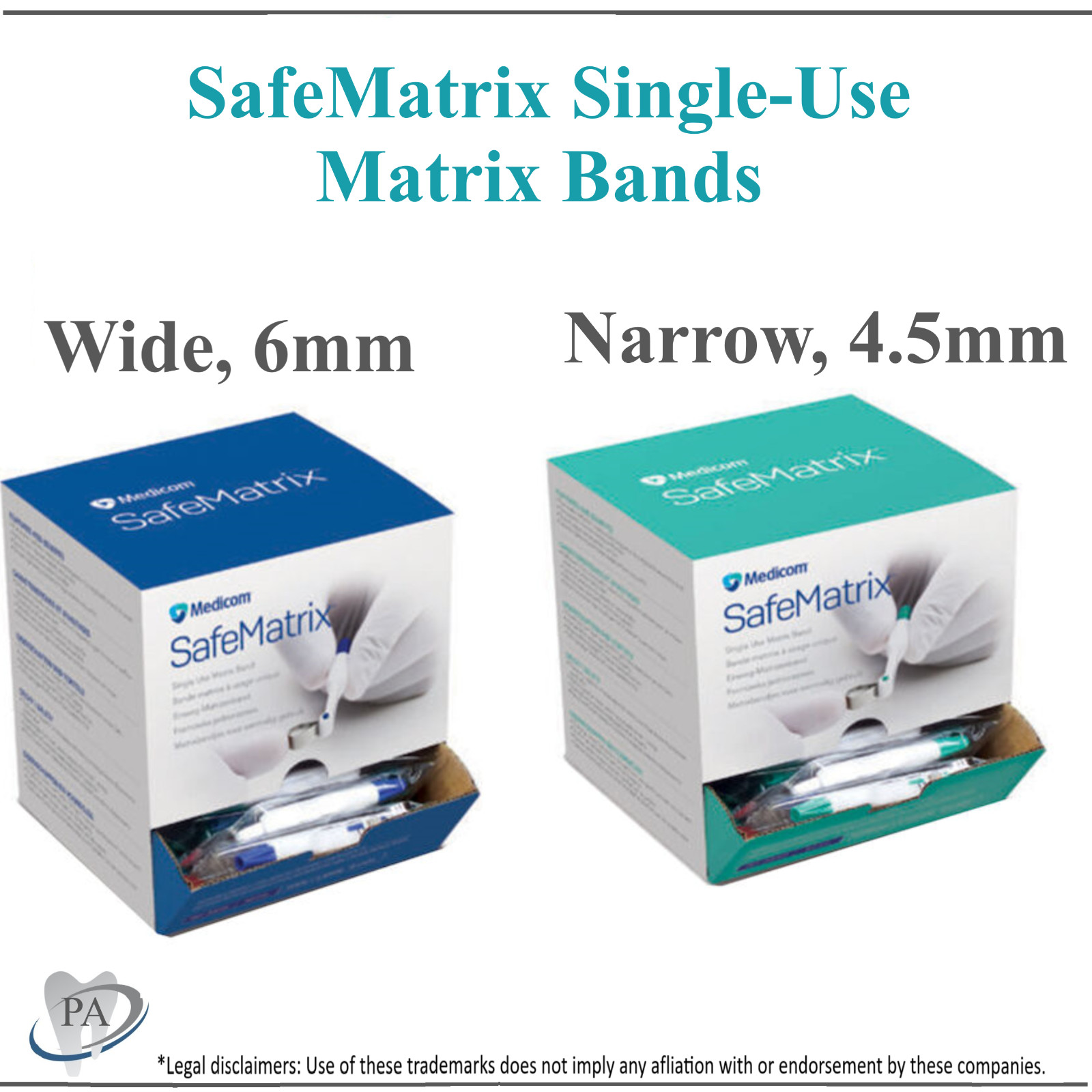 Dental SafeMatrix Single-Use Matrix Bands Medicom Wide, 6mm Blue 50/box #30045