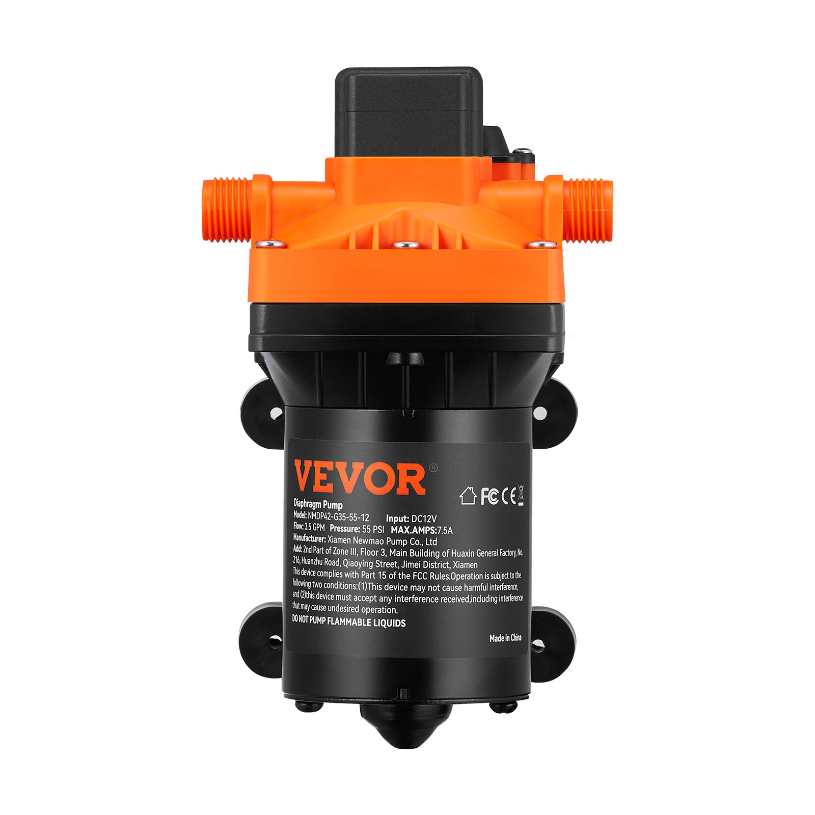 VEVOR 12V Water Pressure Diaphragm Pump Self-Priming Pump 55 PSI 3.5 GPM Boat RV