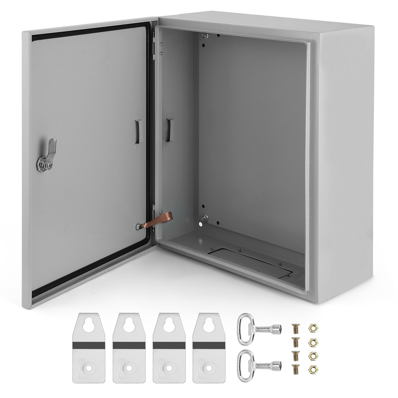 16″Lx20″Hx8″W, IP66 Steel Electrical Enclosure Box with Lock & Waterproof Seal