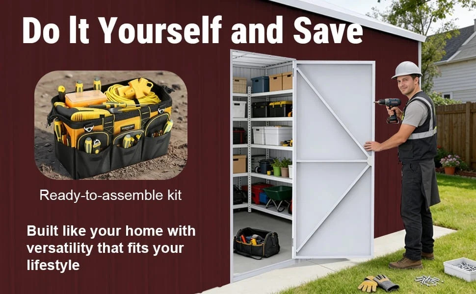 33′ x 25′ x 14′ Metal Car Garage/Outdoor Storage Shed/Heavy-Duty Steel Barn