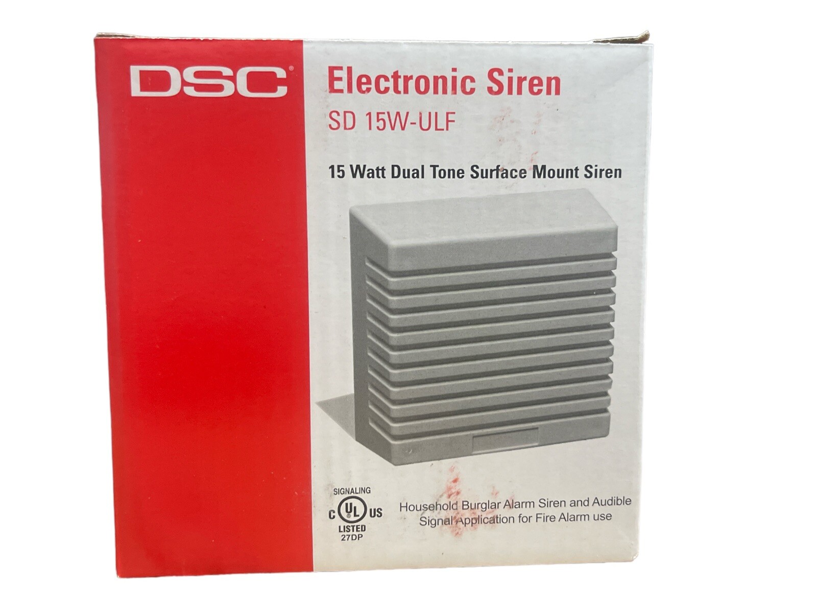 DSC SD 15W-ULF 15 Watt Dual Tone Surface Mount Household Burglar Alarm Siren New
