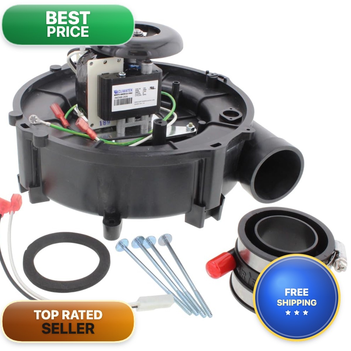 ClimaTek Furnace Draft Inducer Motor Replaces Goodman Part # 017100000S