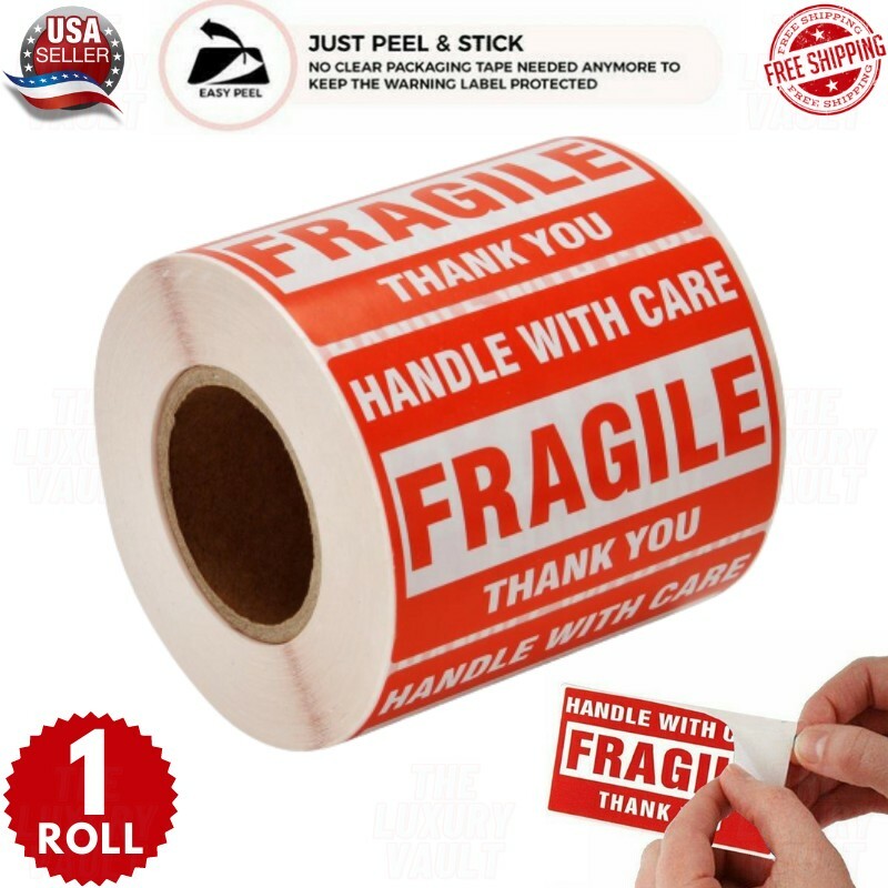 Fragile Stickers 1 Roll 500 2×3 Fragile Label Sticker Handle With Care Mailing
