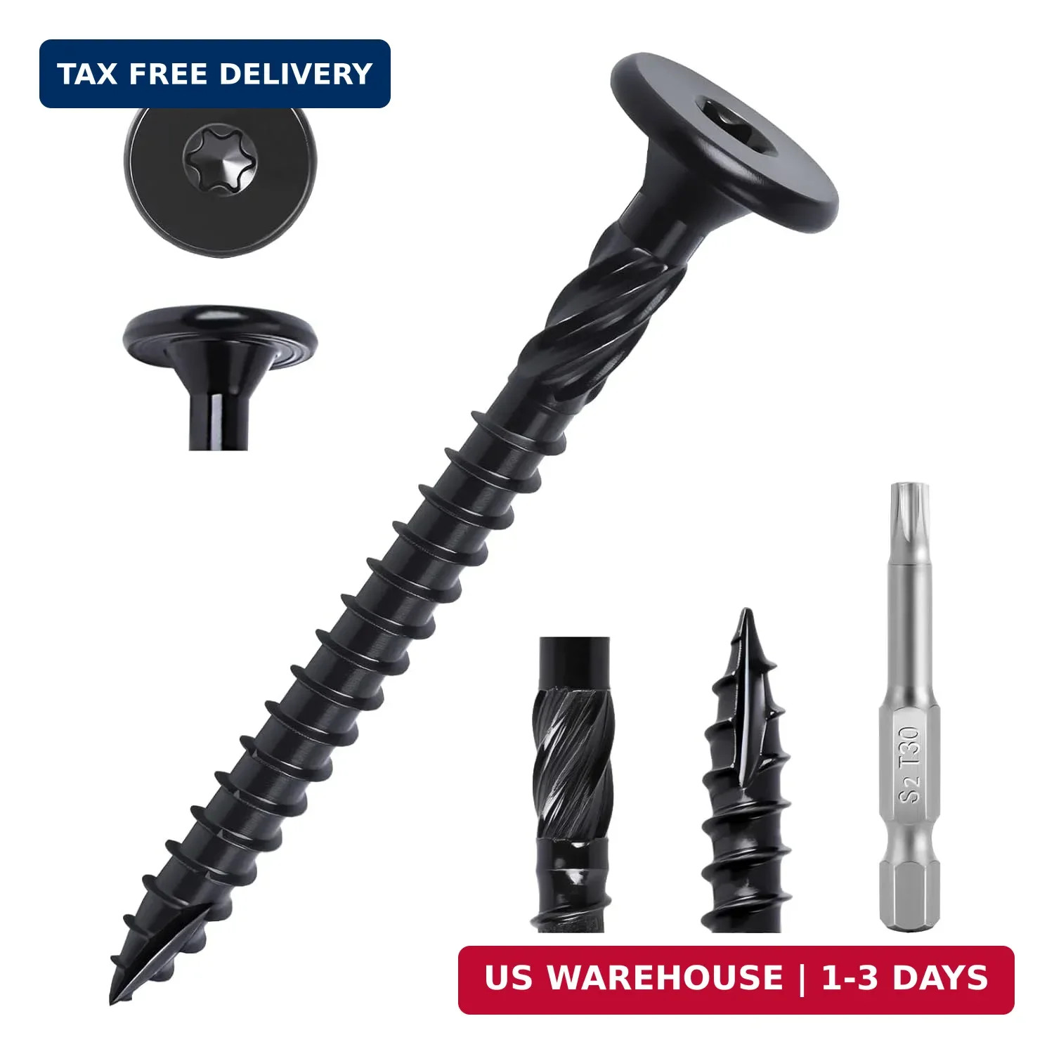 #14 x 2-7/8 Inch Exterior Deck Screws 55pcs, Heavy Duty Structural Wood Screws,